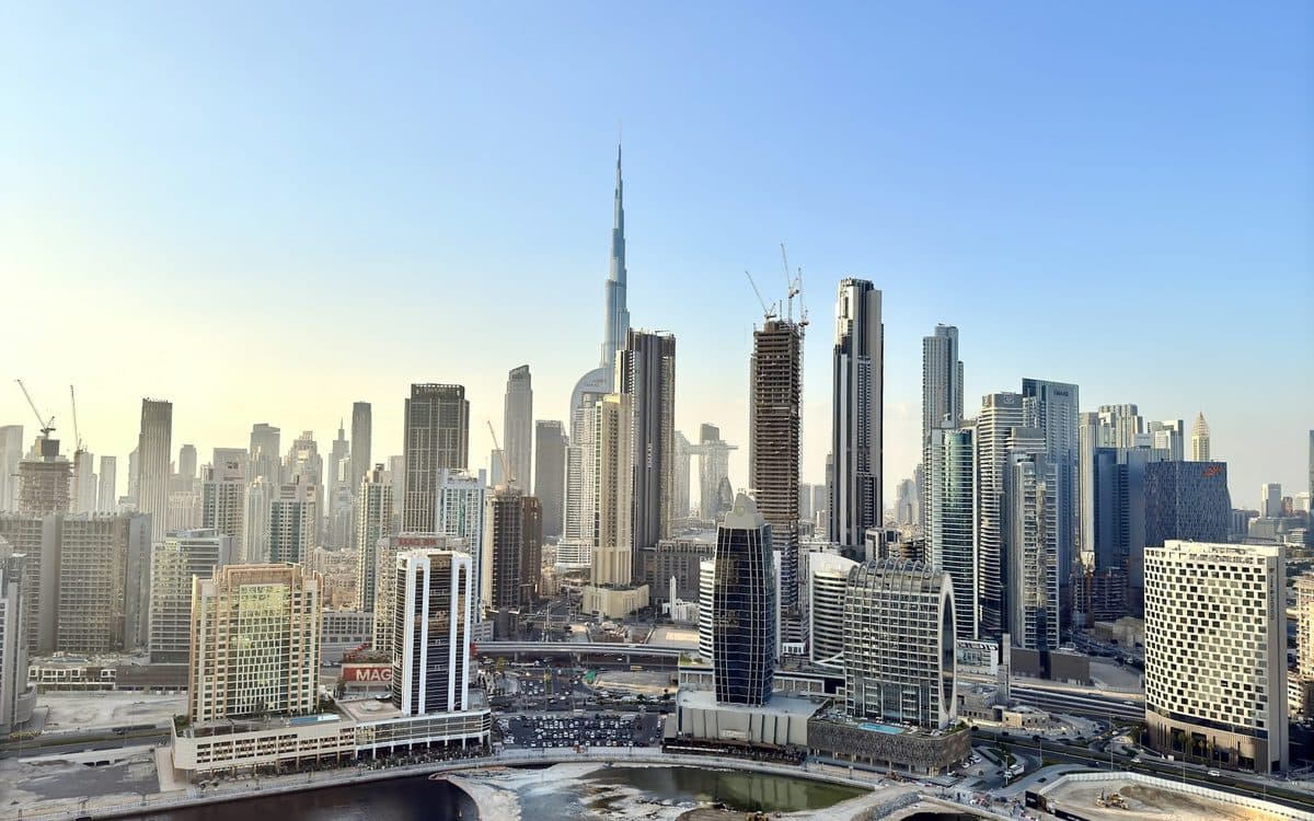The Dubai skyline with the Burj Khalifa