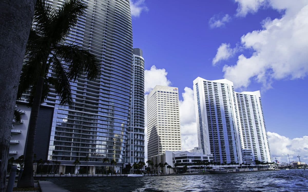 The Miami waterfront skyline in Florida